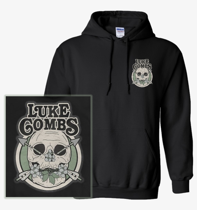 Luke Combs Black Skull Pullover Hoodie - Hoodie, transparent png download