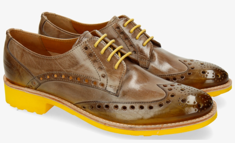 Derby Shoes Amelie 6 Light Grey Shade Yellow - Suede, transparent png download