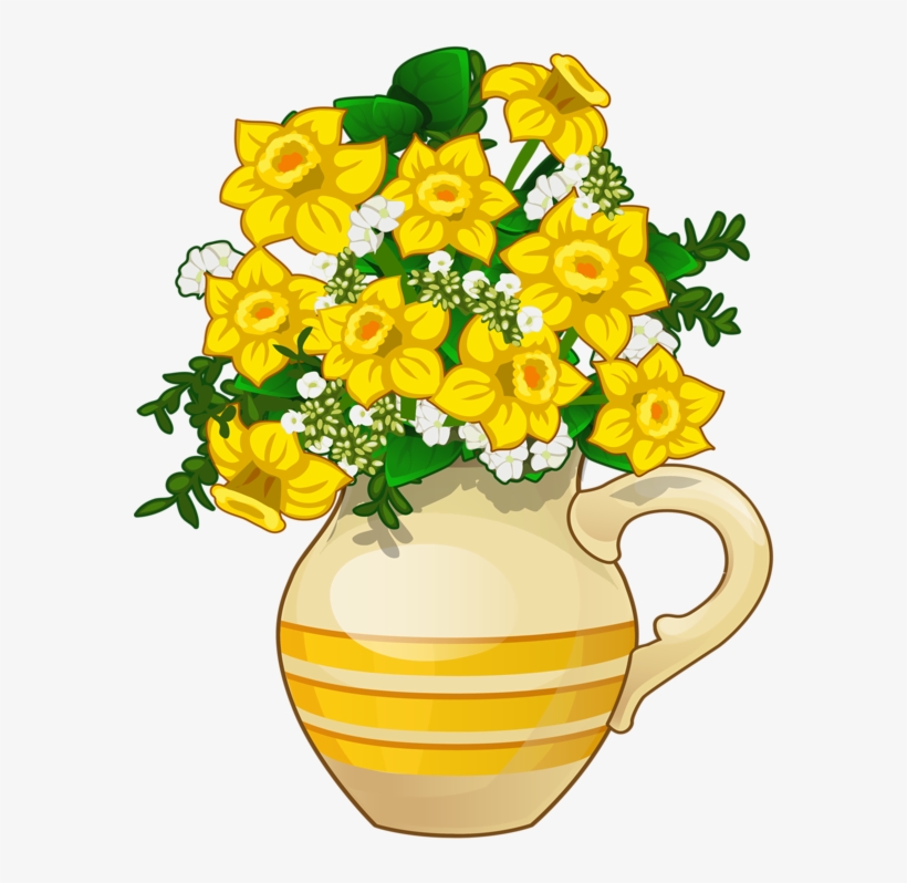 Цветы, Flores, Цветы, Bloemen, Png Daffodils, Flower - Flower Vase Cartoon Png, transparent png download
