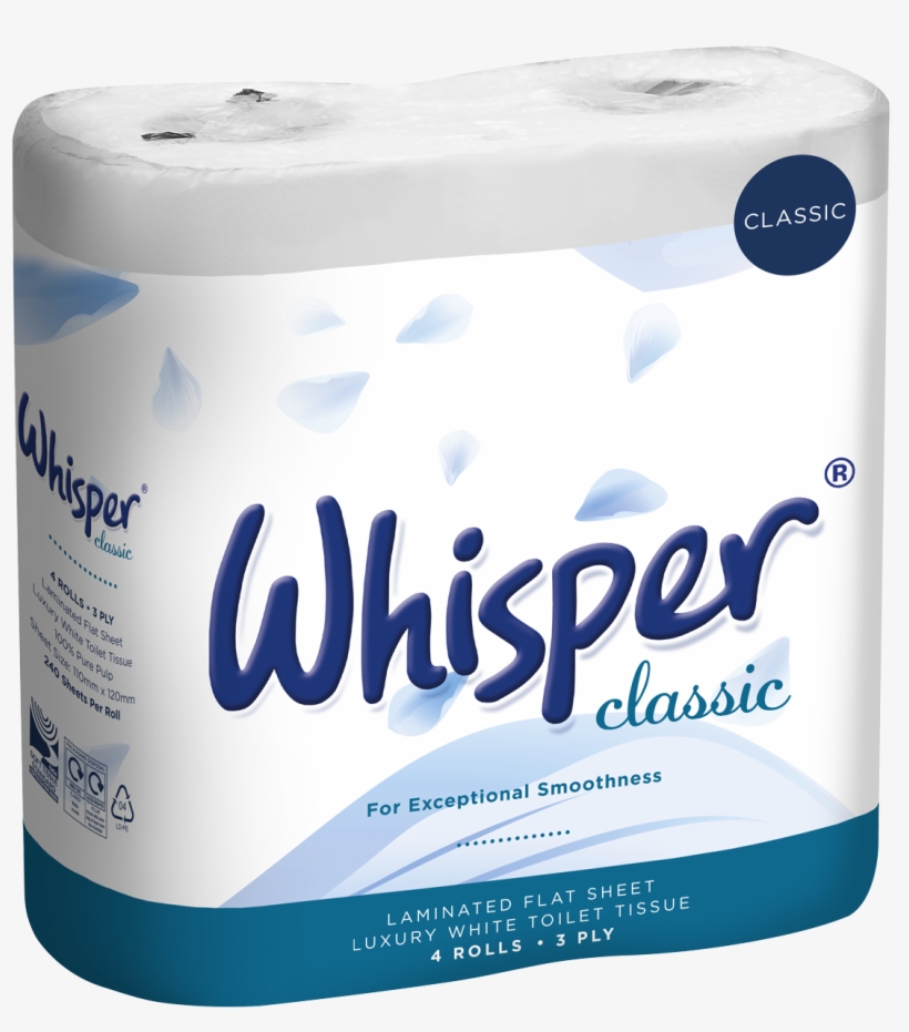 Whisper Classic Is The Ideal Choice For 3 Ply Toilet - Comfort, transparent png download