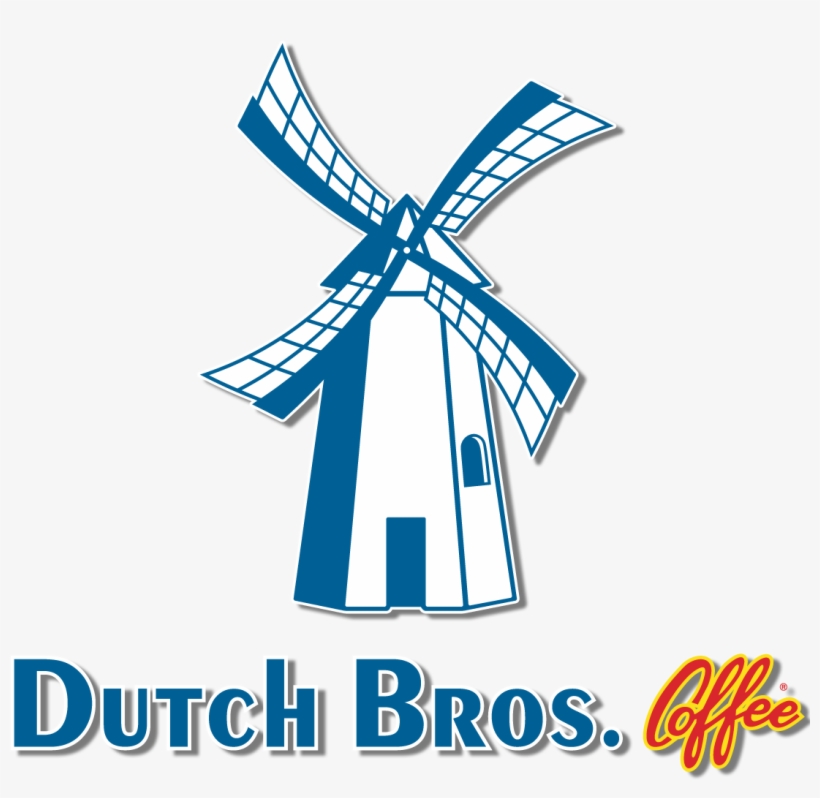 Dutch Bros Coffee Text Logo With Windmill Color Vert - Dutch Bros Logo, transparent png download
