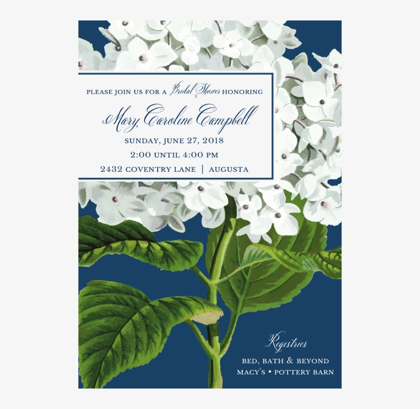 Hydrangea Navy Invitation - Hydrangea, transparent png download