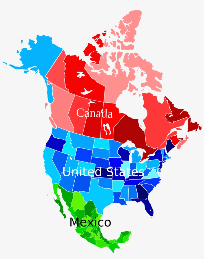 Continental United States Simple English Wikipedia - North America Map Colored, transparent png download