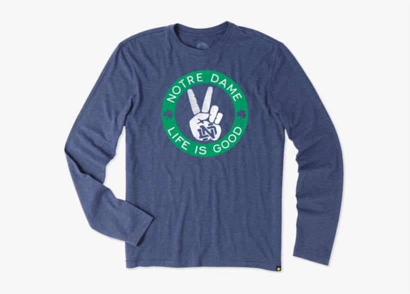 Men's Notre Dame Peace Sign Long Sleeve Cool Tee - Notre Dame Life Is Good, transparent png download