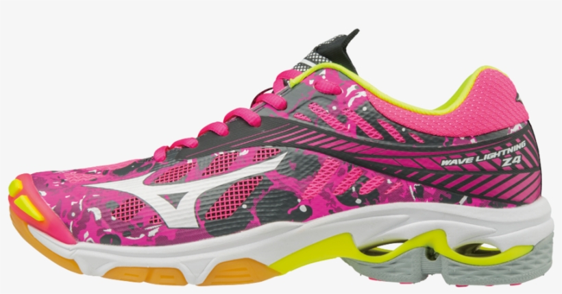 Mizuno Wave Lightning Z4 Pink White Indoor Shoe - Mizuno Wave Lightning Z4, transparent png download