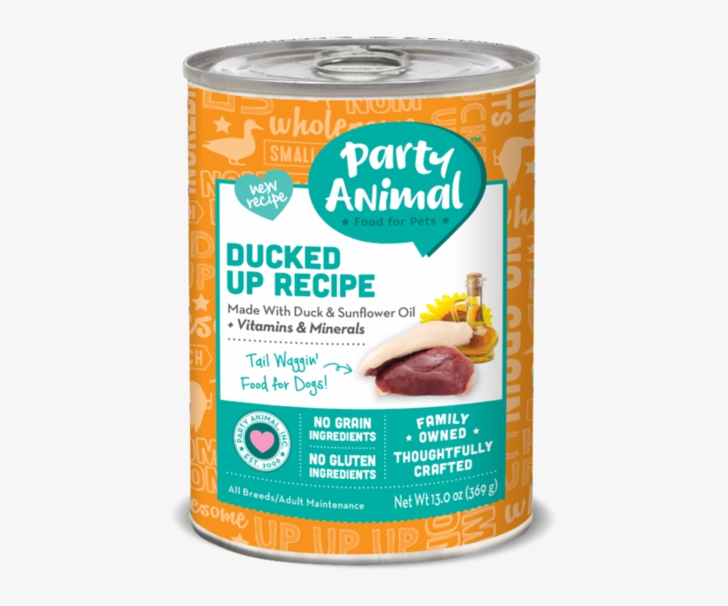 Party Animal Grain Free Ducked Up Recipe Canned Dog - Party Animal, transparent png download