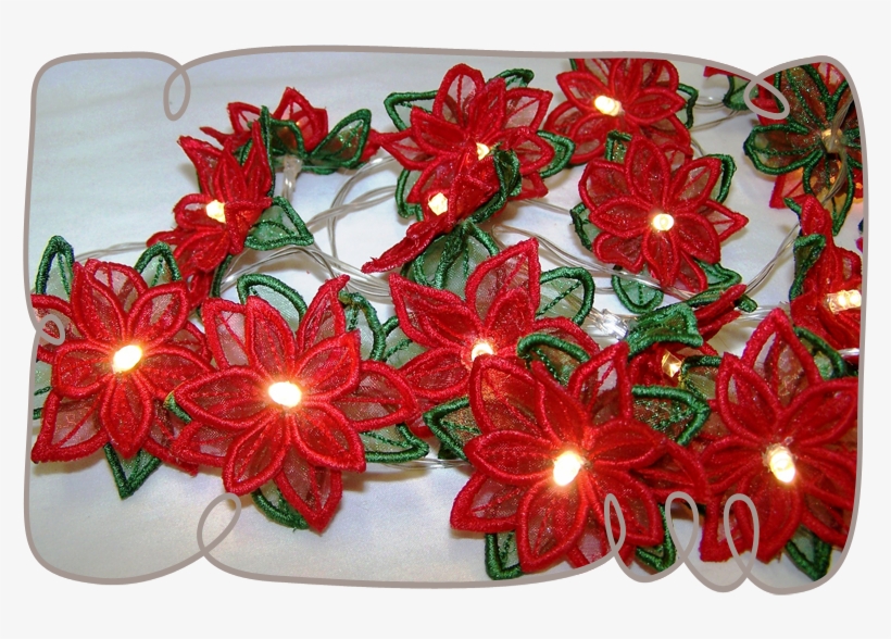 3d Poinsettia String Lights - Machine Embroidery Freestanding Lace Light, transparent png download