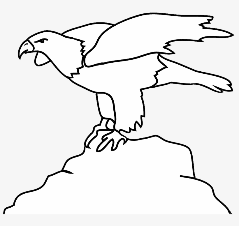 Bald Eagle Outline On Rock - Eagle, transparent png download