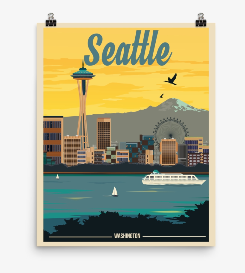 Seattle Travel Poster - Seattle Vintage Destination Poster, transparent png download