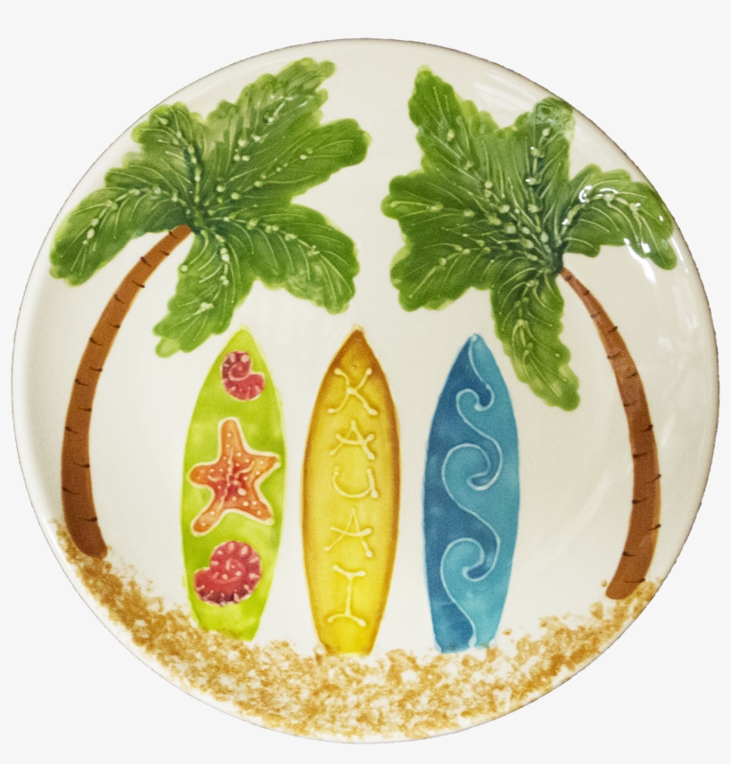 11" Round Coupe Dinner Plate Hawaiian Surfboards - Cake Decorating, transparent png download