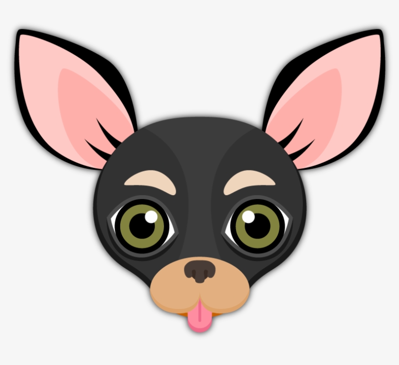 Black Tan Chihuahua Emoji Stickers For Imessage - Chihuahua Emoji Black Grey, transparent png download