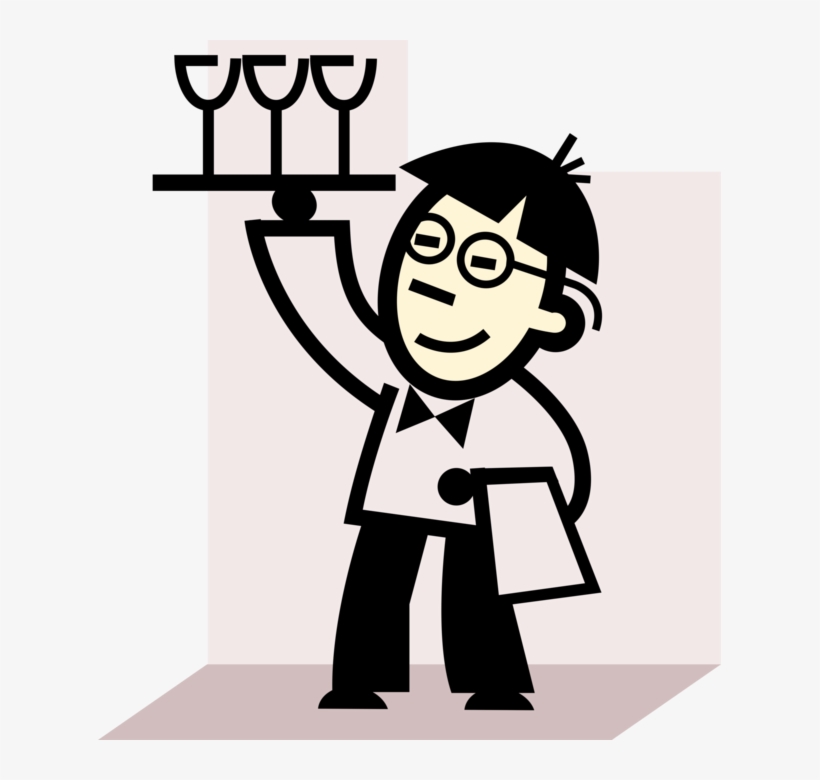 Graphic Black And White Library Restaurant Vector Waiter - Bar Staff Clipart, transparent png download