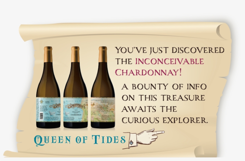 Charddonay-scroll - Glass Bottle, transparent png download