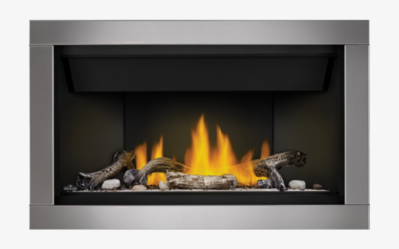 Ascent Linear 36 Shown With Stainless Steel Surround - Napoleon Bl36nte Direct Vent Linear Gas Fireplace, transparent png download