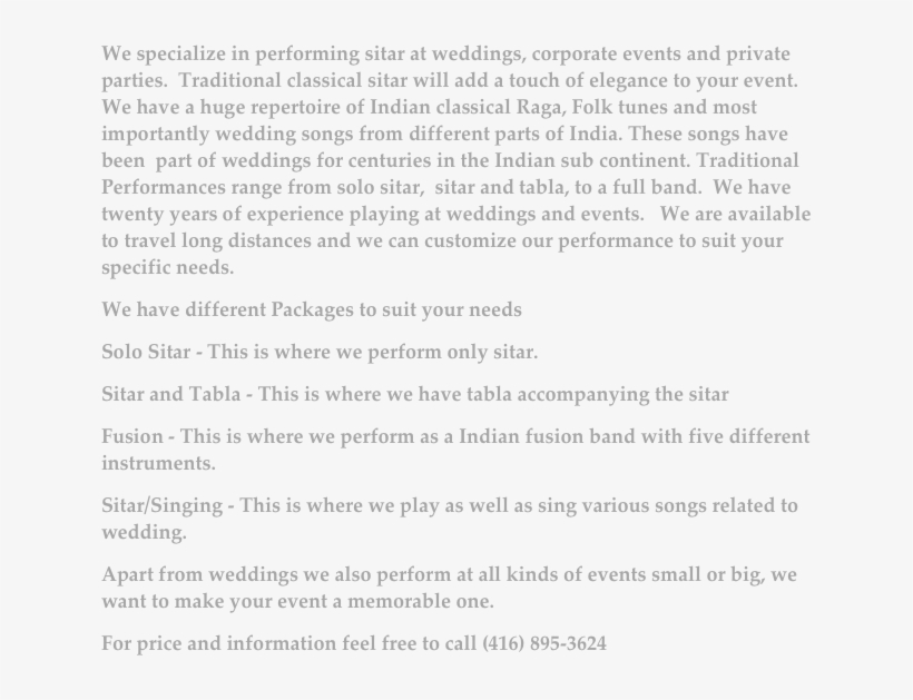 We Specialize In Performing Sitar At Weddings, Corporate - Document, transparent png download