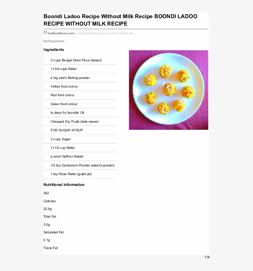 Pdf - Boondi Ladoo Calories, transparent png download