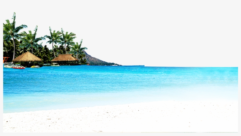 Beach With Huts And Coconut Palms Png Image - Caribbean, transparent png download