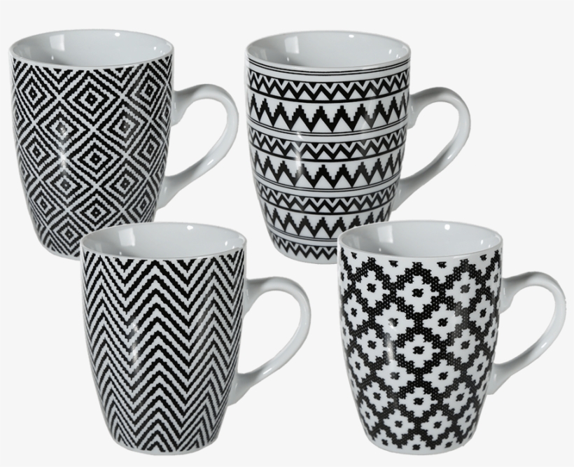 Black/white Porcelain Mug - Kubki Biało Czarne, transparent png download