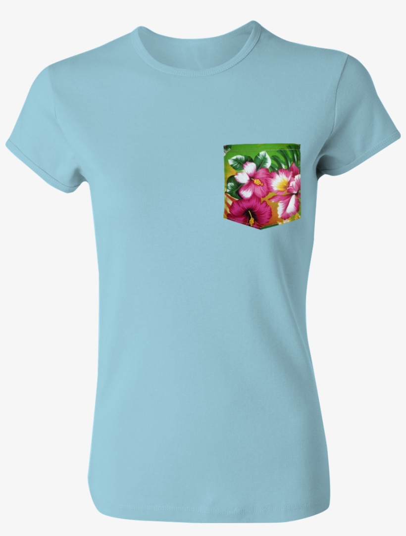 Hawaiian Flower Custom Pocket - Wednesdays We Wear Pink Shirt, transparent png download