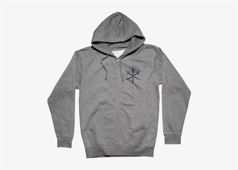 Crossed Swords Grey Zip Hooded Sweatshirt - Hoodie, transparent png download