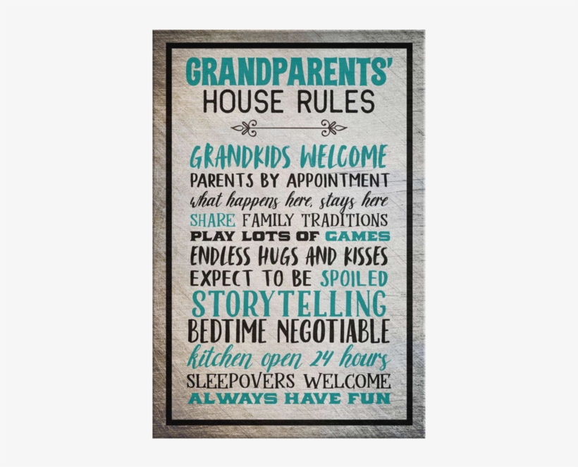 Canvas Wall Art Quote "grandparent's House Rules" Typography - Poster, transparent png download