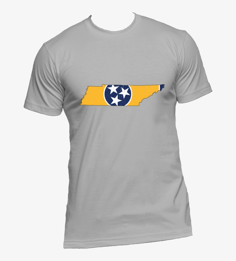 Tennessee Flag State Outline Yellow Mens Short Sleeve - T-shirt, transparent png download