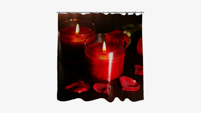 Beautiful Romantic Red Candles With Flower Petals Shower - Красные Цветы И Свечи, transparent png download
