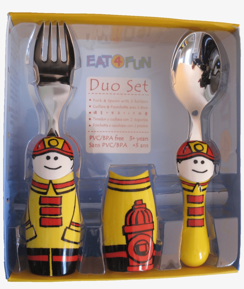 Firefighter Fork & Spoon Set - Cartoon, transparent png download