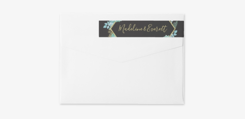 Aqua Teal Watercolor Succulents Gold Foil Frame & Black - Gold, transparent png download
