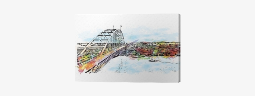 Watercolor Splash With Sketch Illustration Of Famous - Illstration Of Portland Oregon, transparent png download