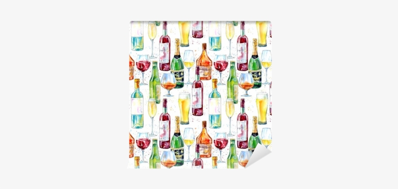 Seamless Pattern Of A Champagne,cognac, Wine, Beer - Beer, transparent png download