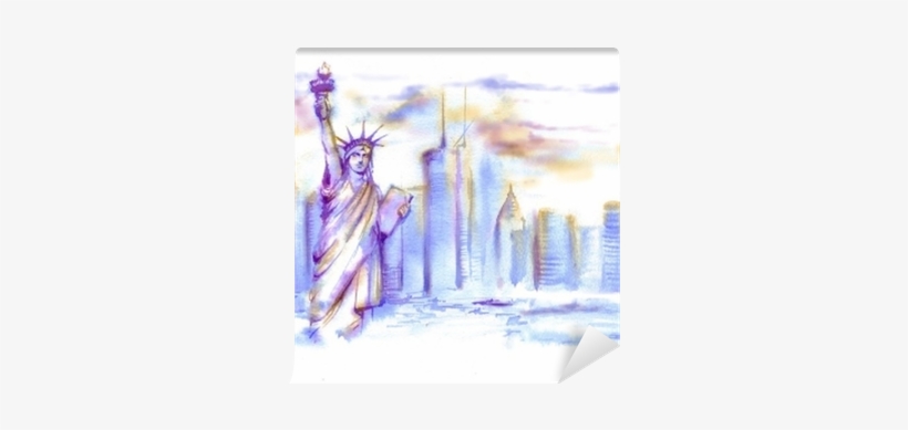 Hand-drawn Watercolor Drawing Of The American Landscape - Interestprint Hand-drawn Watercolor The Statue Of Liberty, transparent png download