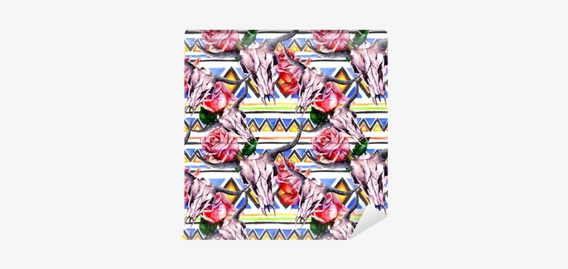 Seamless Background With Trendy Tribal Design - Watercolor Painting, transparent png download