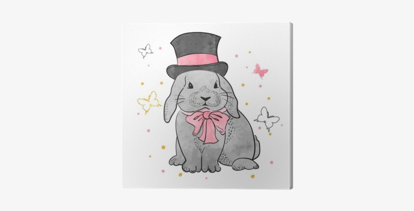 Cute Watercolor Rabbit Boy With Bow And Hat - Conejo Princesa, transparent png download