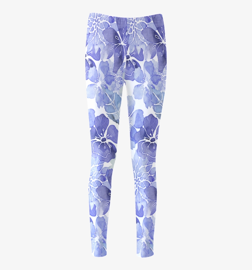 Watercolor Flower Pattern Women's Leggings - Pajamas, transparent png download