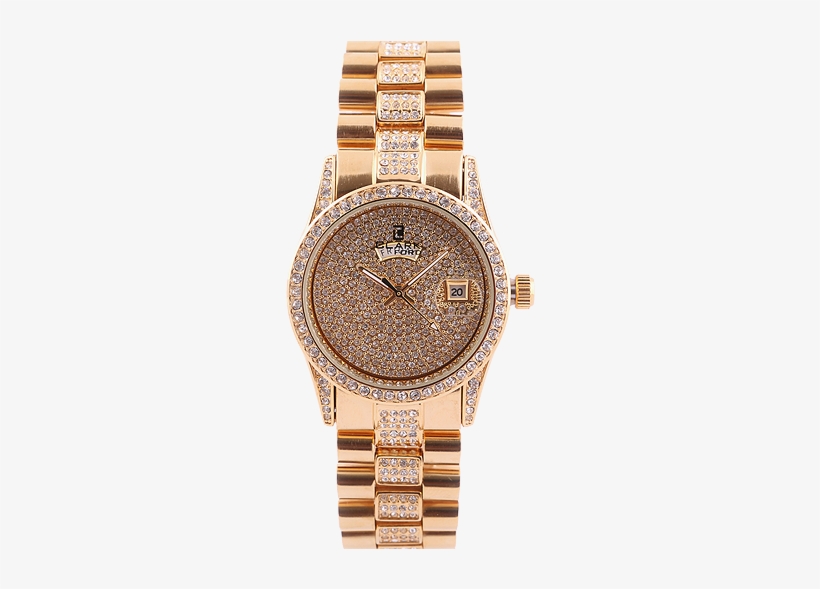 Clarkford Small Round Dial Chain Watch Golden - Analog Watch, transparent png download