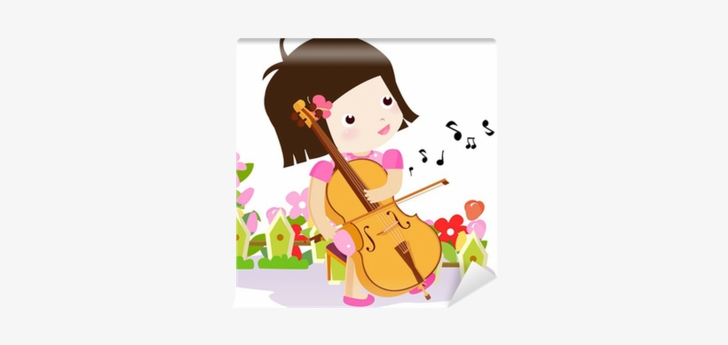 Vector Illustration, Girl Playing Violin Wall Mural - Violin, transparent png download