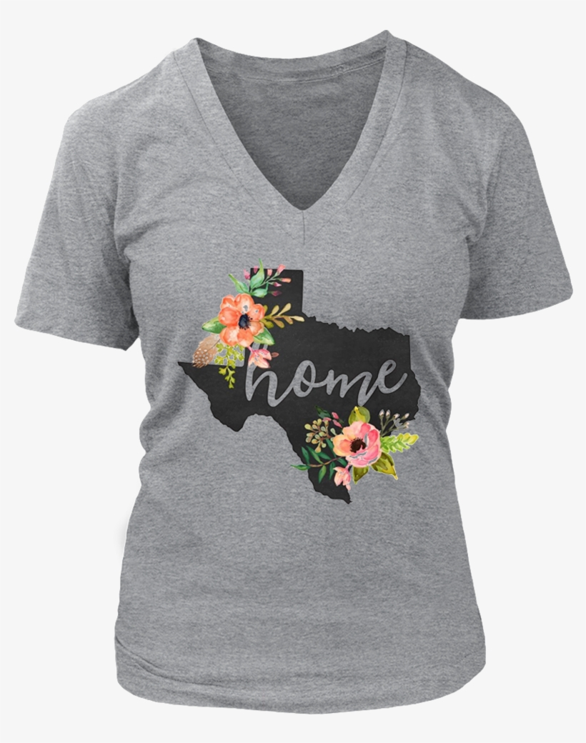 Texas Home Chalkboard Watercolor Flowers State T-shirt - October Girl T Shirt, transparent png download