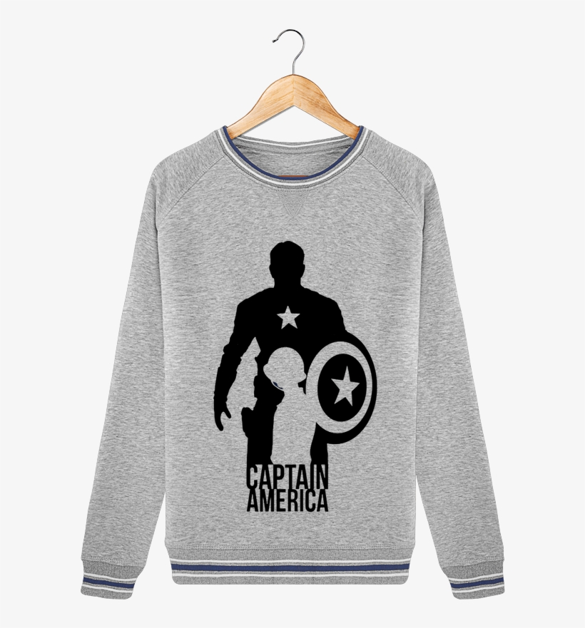 Sweatshirt Round Neck Stella Trips Tipped Captain America - Captain America Shield Mug, transparent png download