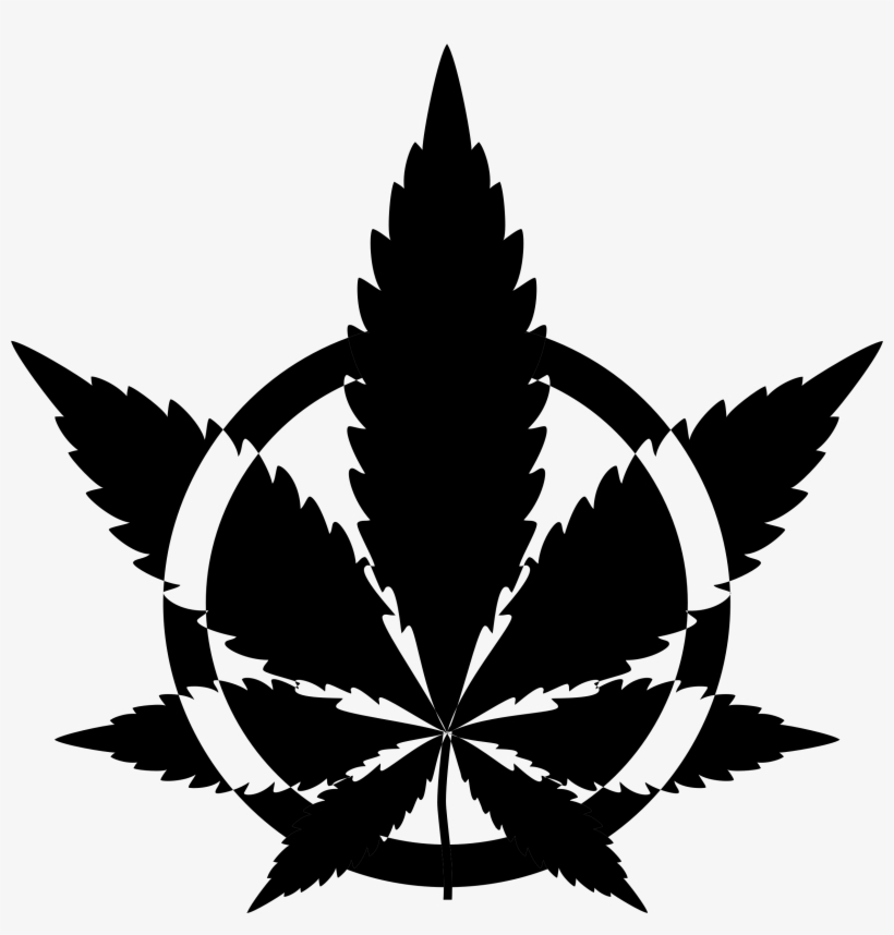 Download Leaf Silhouette Big Image Png - Marijuana Leaf Black And White