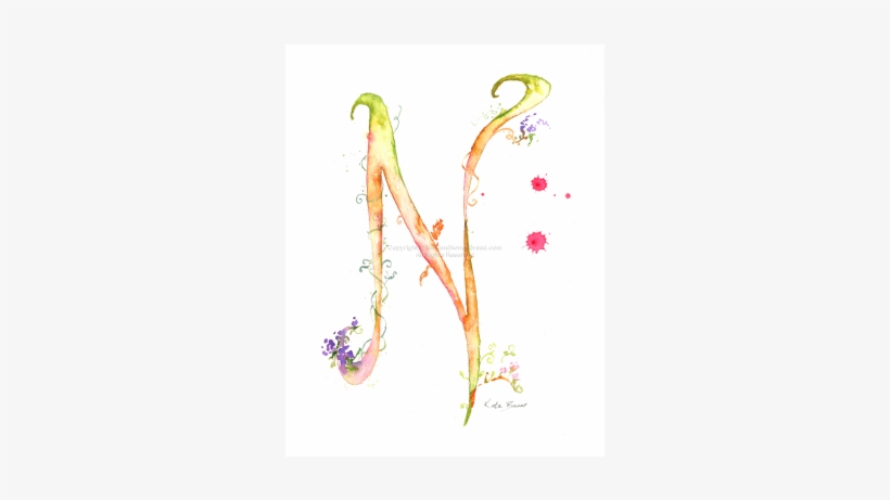 Letter N Monogram Watercolor, transparent png download