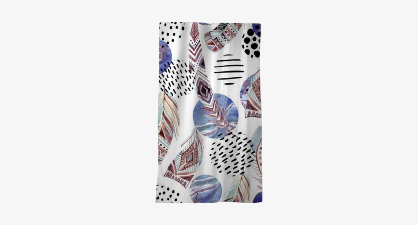 Watercolor Tribal Feathers Seamless Pattern With Abstract - Watercolor Painting, transparent png download