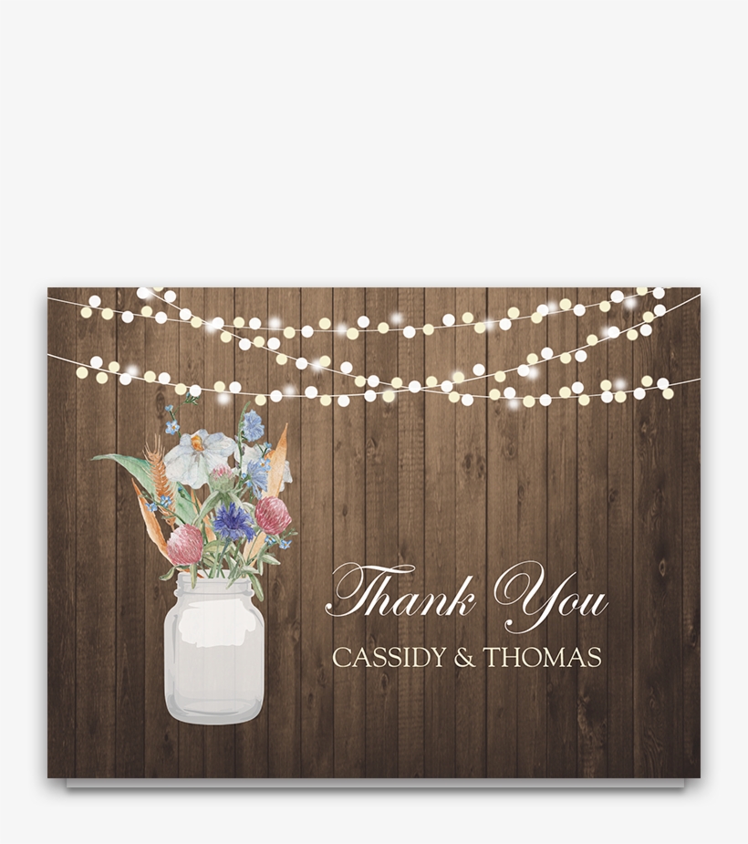 Rustic Mason Jar Wildflower Floral Thank You Cards - Thank You Cards 40 Floral Thank You Notes For Your, transparent png download