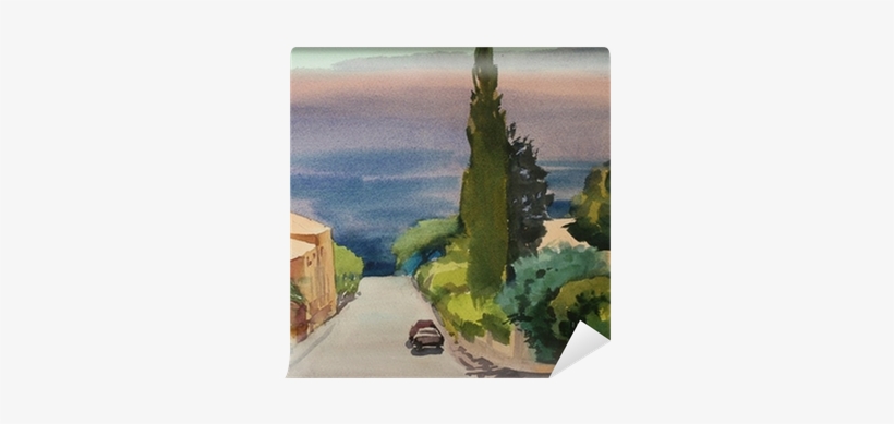 Watercolor Painting Of The Building In Provence Wall - La Dame À La Simca - Broché, transparent png download