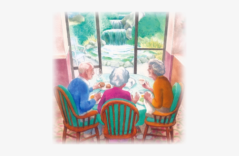 Dining Overlooks Our Iconic Waterfall At The Inn - Retirement Community, transparent png download