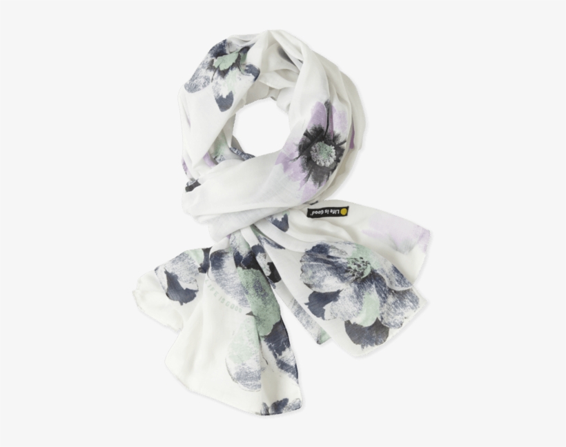 Watercolor Flower Lightweight Scarf - Satin, transparent png download
