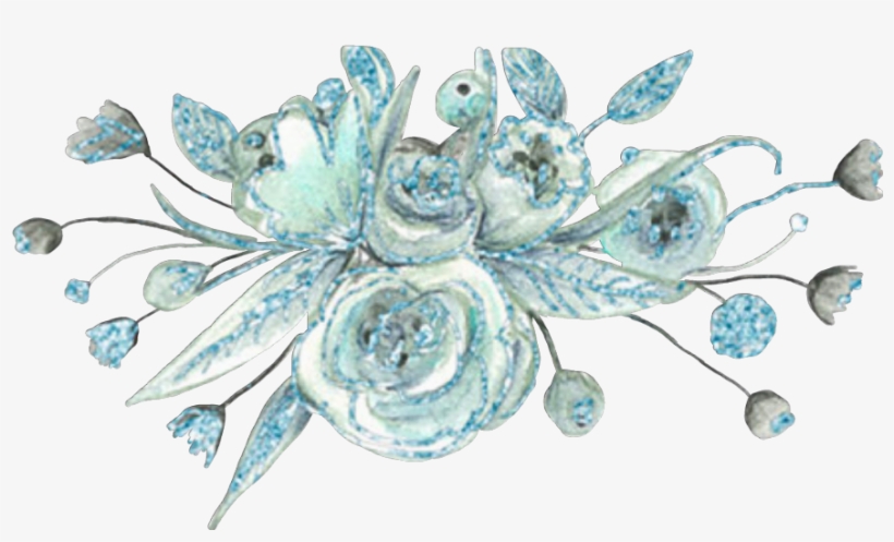 Ftestickers Flowers Flowercrown Watercolor Teal Blue - Blue, transparent png download