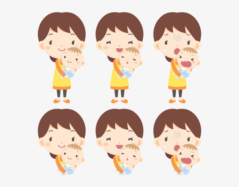 Woman Hug Baby With Different Emotions Free Png And - Cartoon Woman Different Emotions Png, transparent png download