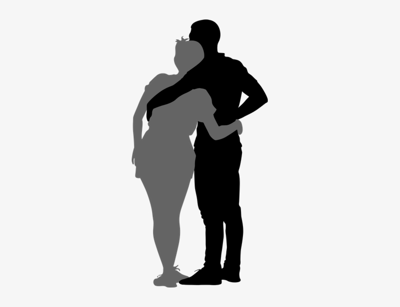 Couple Hugging Silhouette - Mann Mit Frau Hand An Hand, transparent png download