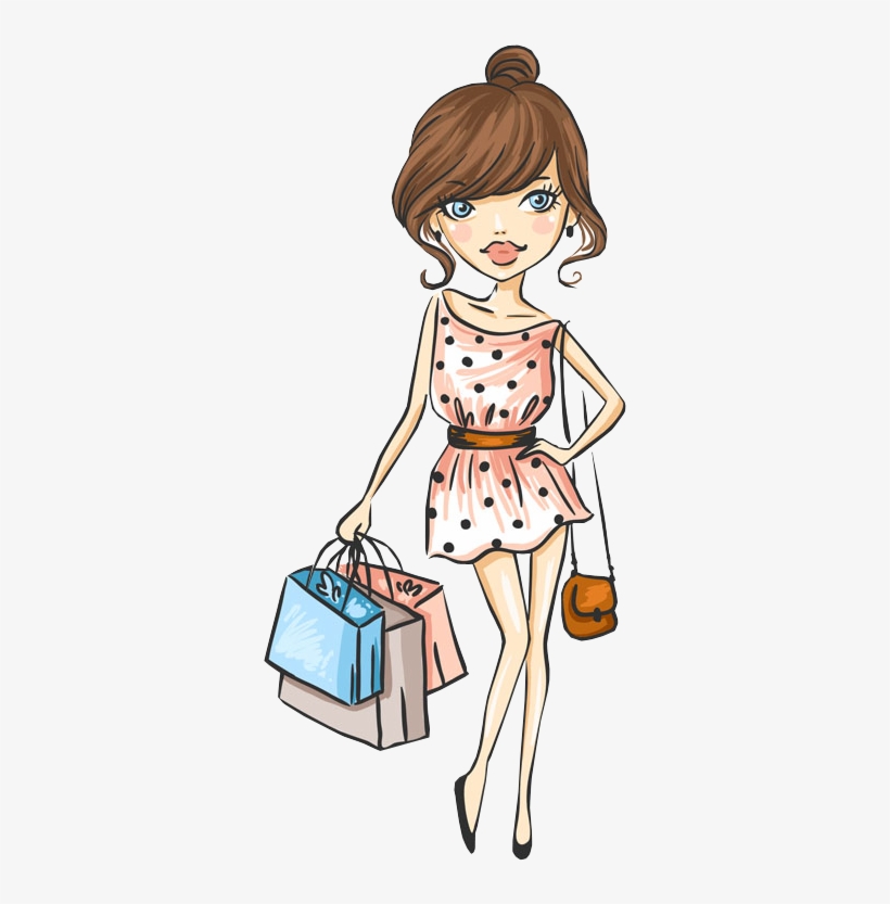 Clipart Download Clip Art Portfolio Categories Designshop - Cute Girl Shopping Cartoon, transparent png download